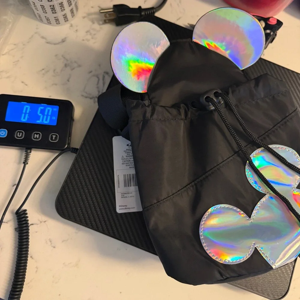 Aldi Disney Mickey Mouse Water Bottle Holder Crossbody Bag Black Iridescent 2026
